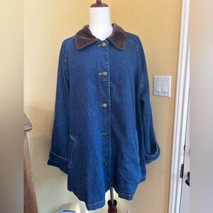 Maeve by Anthropologie Denim Barn Jacket with Brown Collar. Large. NWT